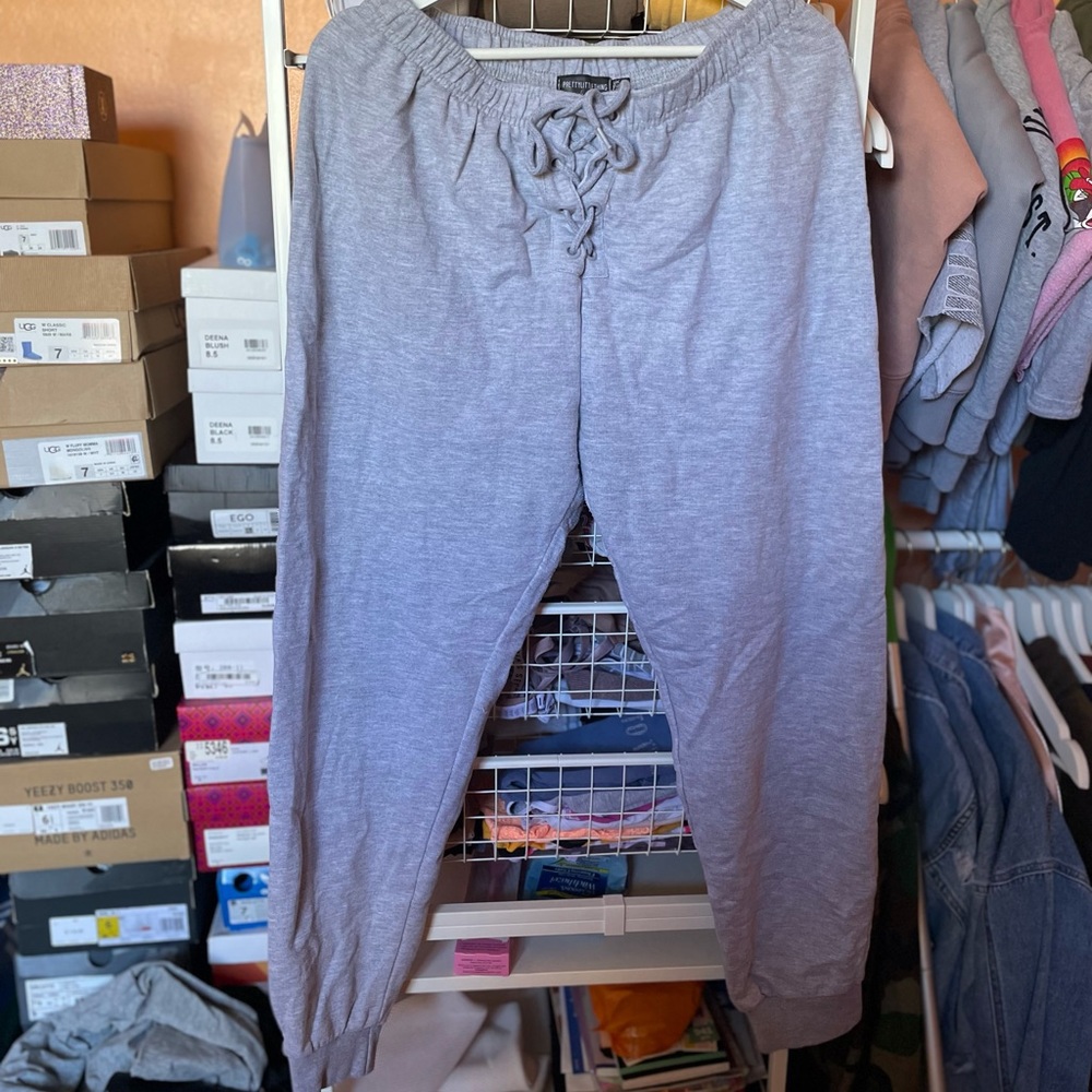 Grey Tie Waist Pretty Little Thing Sweatpants